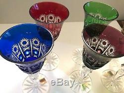 CAESAR CRYSTAL BOHEMIAE Hand Cut to Clear Wine Goblets Set of 6 CZECH GLASS