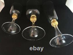 CENEDESE Murano Glass, SET OF 3 DRINKING GLASSES TRANSPARENT GOLD