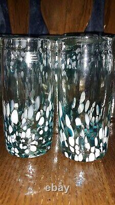 CRATE & BARREL Hand Blown Mexican Glass Tumbler Glasses Set of 8