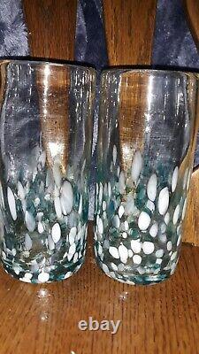 CRATE & BARREL Hand Blown Mexican Glass Tumbler Glasses Set of 8