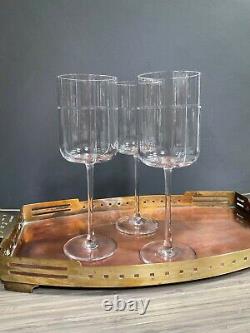 Calvin Klein Channel Crystal White Wine Glasses Set of 3 Extremely Scarce Signed