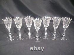 Cambridge Glass Rosepoint Wine Glasses Stem 3121 Set of 7