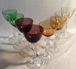 Cambridge Nude Stem Claret Wine Glasses Set Of 8 Colored Bowl / Clear Stem