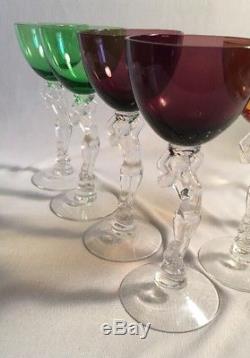 Cambridge Nude Stem Claret Wine Glasses Set Of 8 Colored Bowl / Clear Stem