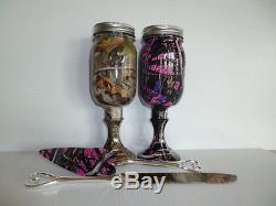 Camo redneck wine glass mason jars and wedding serving set