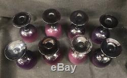 Carlo Moretti Set of 8 Purple Cased Wine Glasses Mid Century Modern Italian