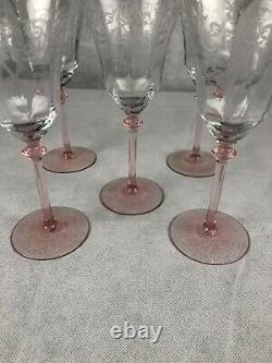 Central Glass Work Etched Morgan Fairy Tinkerbell Set Of 5 Wine Water Glass