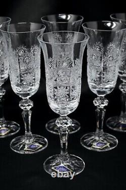 Champagne Flute Crystal Glass set of 6 Wine glass 5oz Hand Cut Bohemia Czech NEW