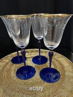 Christian Dior Crystal Azure Royal 8 Wine Glasses Set Of 4 Rare Excellent