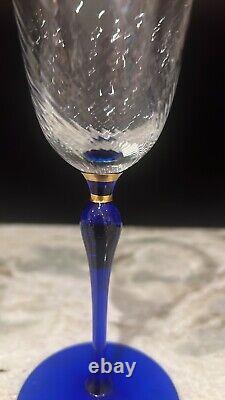 Christian Dior Crystal Azure Royal 8 Wine Glasses Set Of 4 Rare Excellent