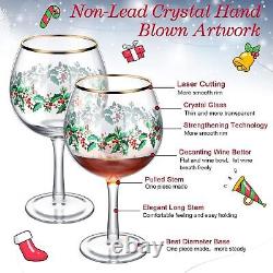 Christmas Wine Glasses Set Gift Handpaint Quality Martini Champagne Glasses