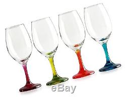 Circleware Twilight Wine Glasses Set with Multi-colored Stems Set of 4 13 oz