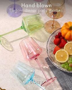 Comfit Colored Wine Glasses set of 6-Crystal Colorful Wine Glasses With Long