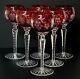 Cranberry Cut to Clear Grape Motif Wine glasses set of 6