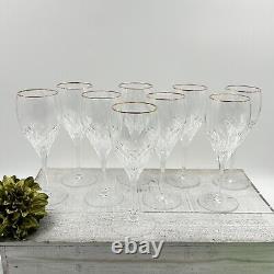 Cristal D'Arques-Durand CAPELLA GOLD RIM Crystal Wine Glasses Set of 9