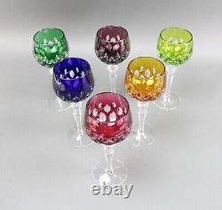 Cristallerie Lorraine France Colored Crystal Wine Glasses Set of 6