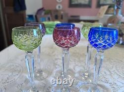 Cristallerie Lorraine Set of 6 Colored Crystal Glasses
