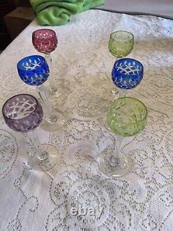 Cristallerie Lorraine Set of 6 Colored Crystal Glasses