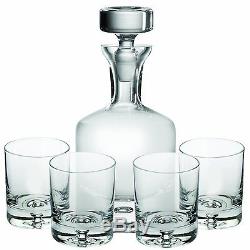 Crystal Decanter Set 5 Piece Liquor Bar Whiskey Scotch Wine Bottle Glasses New