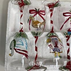 Crystal Twelve Days Of Christmas Water Goblets Set Of 12 In Original Box New