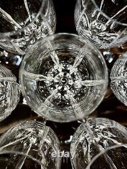 Crystal Vertical & Panel Cut Wine Glasses Multisided Stem 8 1/8 Set Of 10