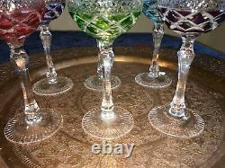 Crystal set of 6 coloured Hock Wine Glass / Glasses 7.5 high