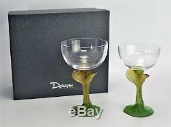 Daum Crystal Pate De Verre Nature Wine Glasses set Champagne