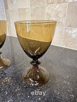 Diane von Fürstenberg DVF designed hand blown amber colored wine glasses 4