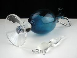 Ebeling & Ruess Murano Aqua Blue Wine Decanter Set, Vintage Italy Wine Glasses