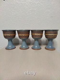 Ed Schrock Down To Earth Earthenware Goblets Set Of 4 EUC