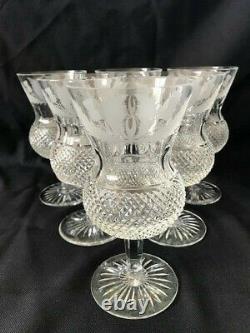 Edinburgh Crystal Thistle Design Set of 6 Wine Glasses