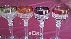 Elegant Set/6 Val St Lambert Crystal Tall Wine Goblet Hock Cut to Clear Stemware