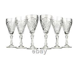 Elegant and Modern Russian Cut Crystal Wine Glasses 7oz, 200ml, Set of 6