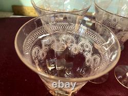 Elegant wine glasses light pink 7etched set of 11 Tiffin