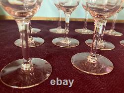 Elegant wine glasses light pink 7etched set of 11 Tiffin