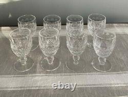Excellent Set of 8 WATERFORD Colleen Crystal Short Stem (Cut) White Wine Glasses