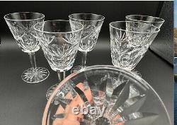 Exceptional Set of 6 WATERFORD CRYSTAL Ashling (Cut) Claret Wine Glasses Mint