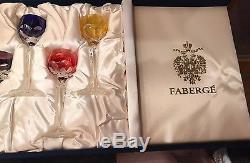 FABERGE Set of 6 Colored Lausanne Wine Liqueur Glasses with the original box