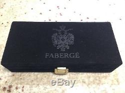 FABERGE Set of 6 Enamel Egg & Crystal Wine Glass Charms / Markers in Velvet Box