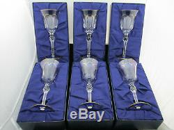 Faberge Atelier Crystal Collection'Operetta' Wine Glass, Set of 6, NIB, France