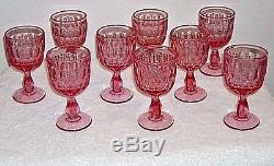 Fenton Colonial Pink Thumbprint Wine Glass Set 5 (9)