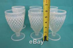 Fenton Hobnail Opalescent White Set of 6 Water Wine Goblets Cups 945B