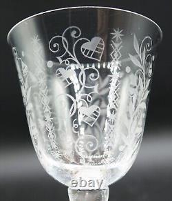 French Baccarat Crystal Argentina Pattern Wine Glasses Set of Six (6)