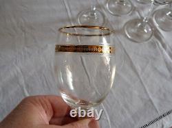 French Baccarat Saint Louis Crystal engraved & Gold filet wine glasses set of 6