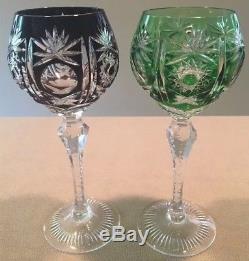 German Bohemian Cut To Clear Crystal Wine Glasses Set of 6 Excellent