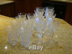 German Cut crystal Set of 8 Wine glasses & 8 matching water glasses Mint