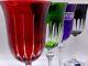 Gioielli Da Tavola G A Cristal Italy 4 Multi Color Wine Glass Cut To Clear IOB