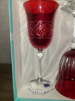 Gioielli Da Tavola Wine Glasses Set 4 Red Italy Crystal Design GA