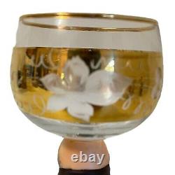 Goebel Hummel Wine Cordial Glasses German 14K Gold Trim Set Of 5 Vintage