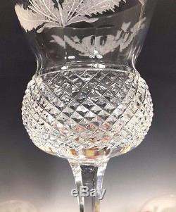Gorgeous Set of 6 Edinburgh Crystal Thistle Etched Wine Goblets 5 1/8H